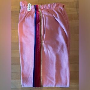 Aviator Nation unisex 5 stripe sweats with pockets - pink - M - New with tag